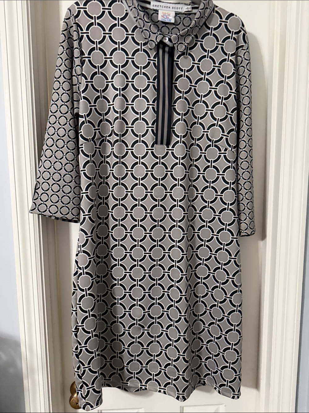 Gretchen Scott Designs Black & White Geo Circle-Print Midi Dress